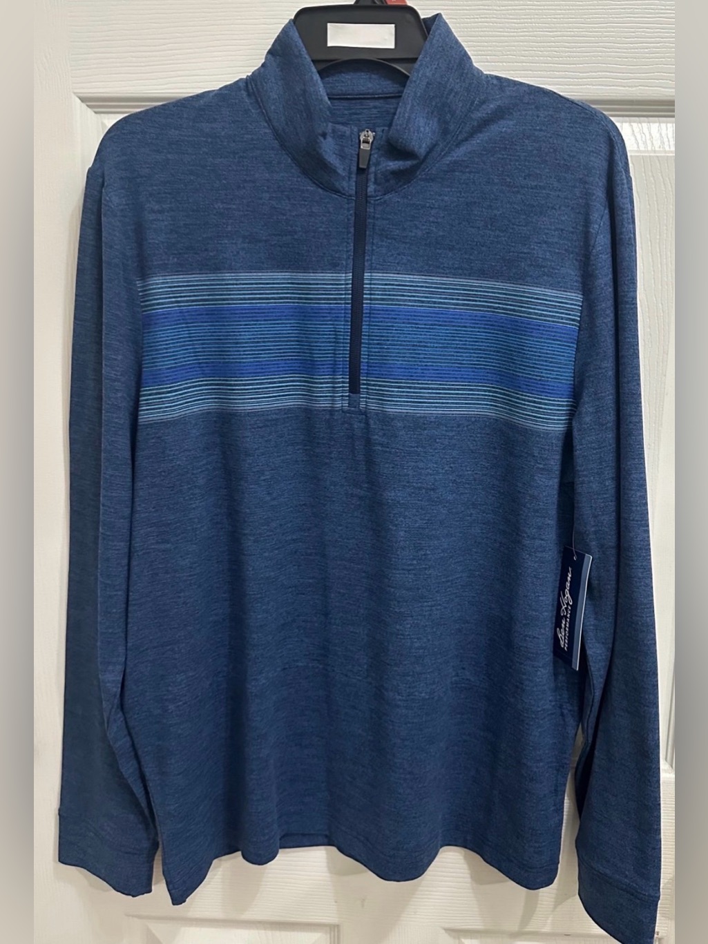 Ben Hogan Men's Multi Color Stripe Chest Print 1/4 Zip Golf Pull Over Size Med.